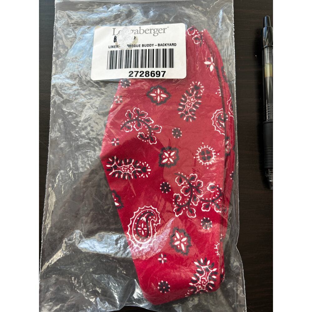Longaberger BARBEQUE BUDDY  Basket Liner red Bandana‎ Fabric NEW paisley